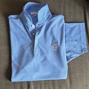 Peter millar Mens large Medinah country club golf polo blue pink and white